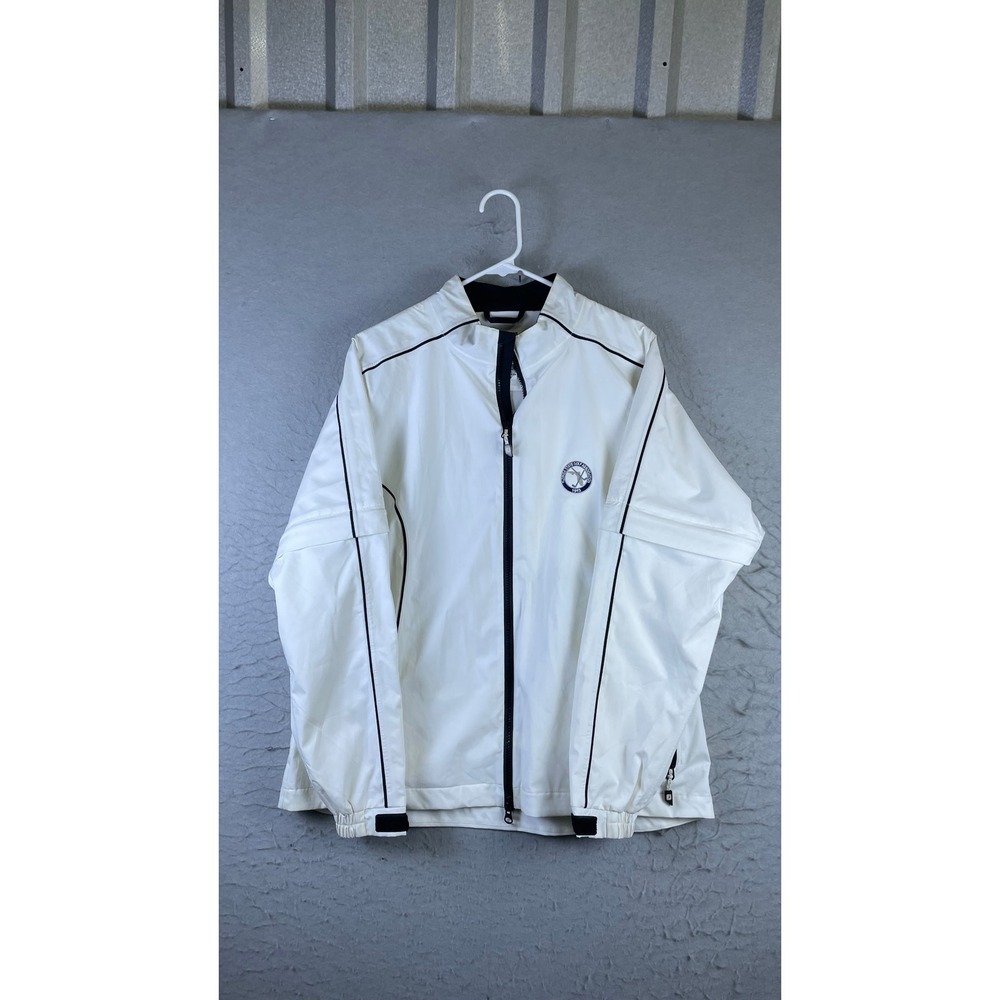 FootJoy DryJoys Jacket Women L White Excellent FSGA Golf Full Zip Windbreaker